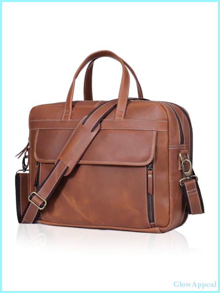 Full Grain Italian Leather Briefcase Laptop Bag Handcrafted